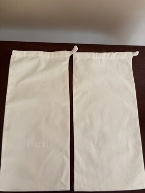 New Gucci Cream Cotton Drawstring Logo Dust Bags